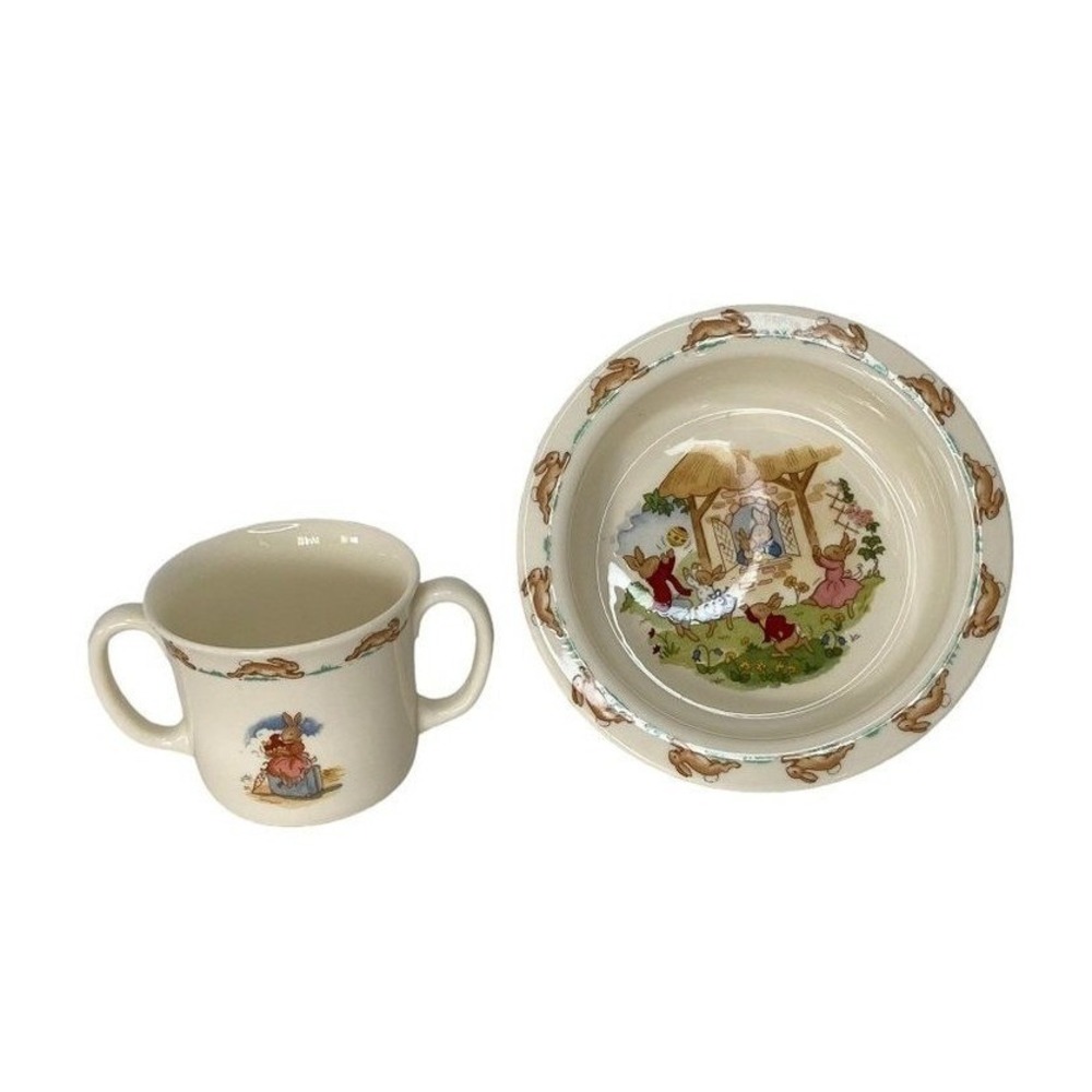 Royal Doulton Bunnykins 2pc Nursery Set Fine Bone China Mug and Bowl England